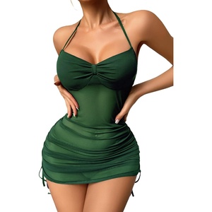 Avidlove Women’s Sexy Bodycon Corset Mini Dresses V Neck Ruched Sleeveless Club Party Short Dress S-XXL(Green)