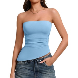 Avidlove Women’s Strapless Tube Top Double Lined & Non-Slip Y2K Backless Bandeau Tops for Summer Going Out Tank Top(Light Blue)