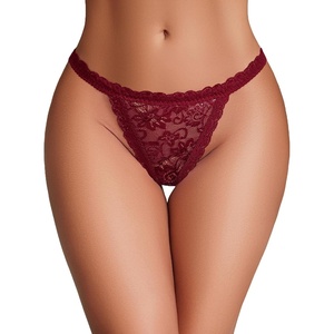 Lace Panties for Women Sexy Underwear Low Rise Briefs Floral Thong Panties | Lightweight Ladies Briefs, Hollow Out,sheer panty,breathable,date night,Wedding,christmas,halloween,dailywear(Dark Red)