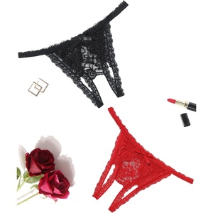 Lace Panties for Women Sexy Underwear Low Rise Briefs Floral Thong Panties | Lightweight Ladies Briefs, Hollow Out,sheer panty,breathable,date night,Wedding,christmas,halloween,dailywear(Red+black)
