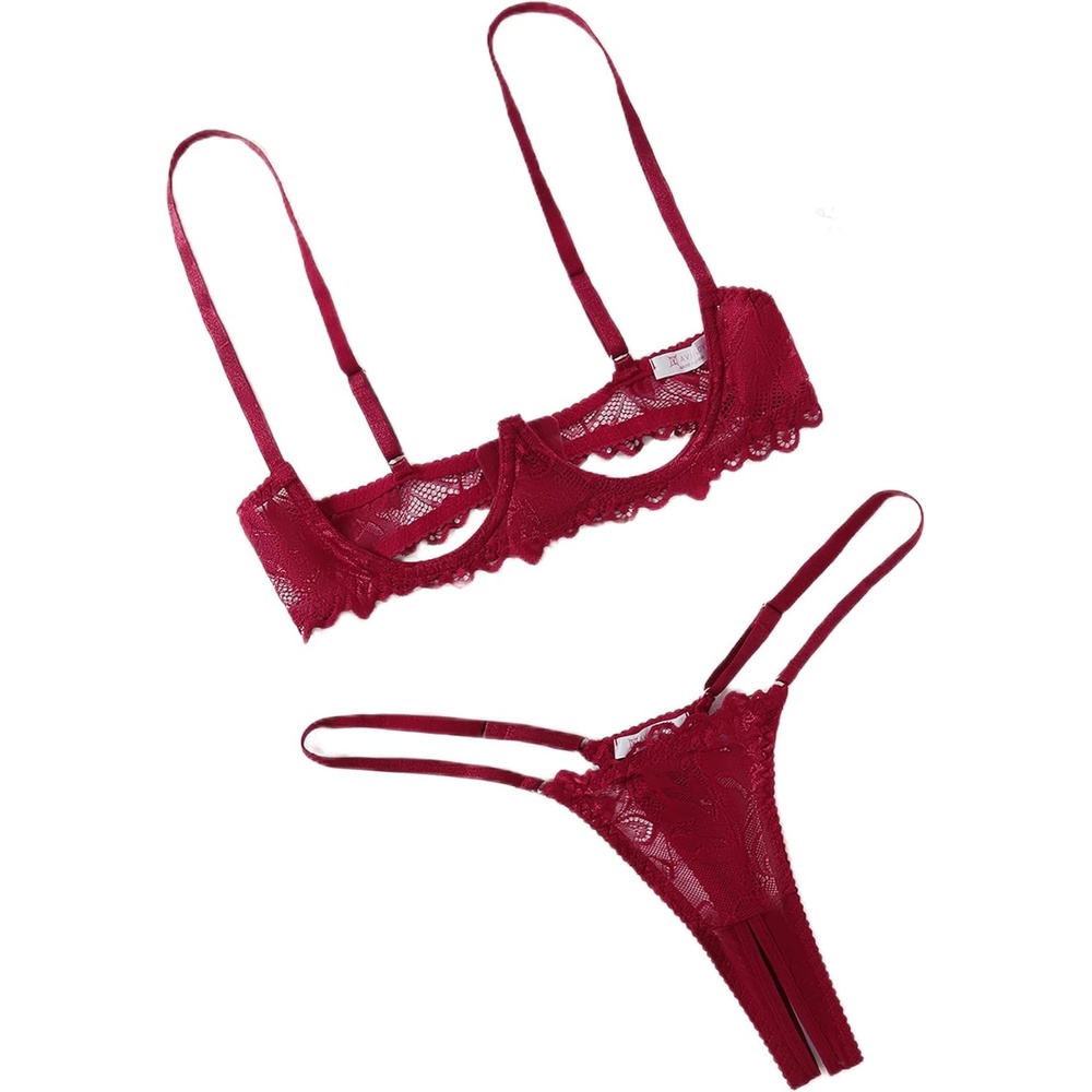 image:imageAvidlove Lingerie Set For Women Lace Bra and Panty Set Sexy Underwire Lingerie SetBurgundy Red