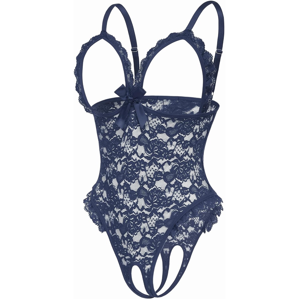 image:imageAvidlove One Piece Lingerie Sexy Teddy Ruffle V Neck Bodysuit Lace Nightie SetViolet