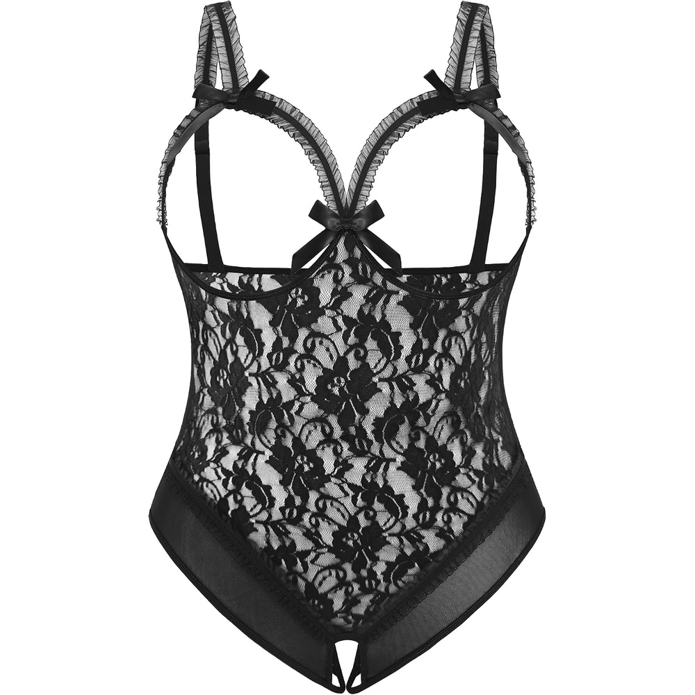 image:imageAvidlove Plus Size Lingerie Exotic Teddies Bodysuits One Piece Lace Babydoll SleepwearBlack1