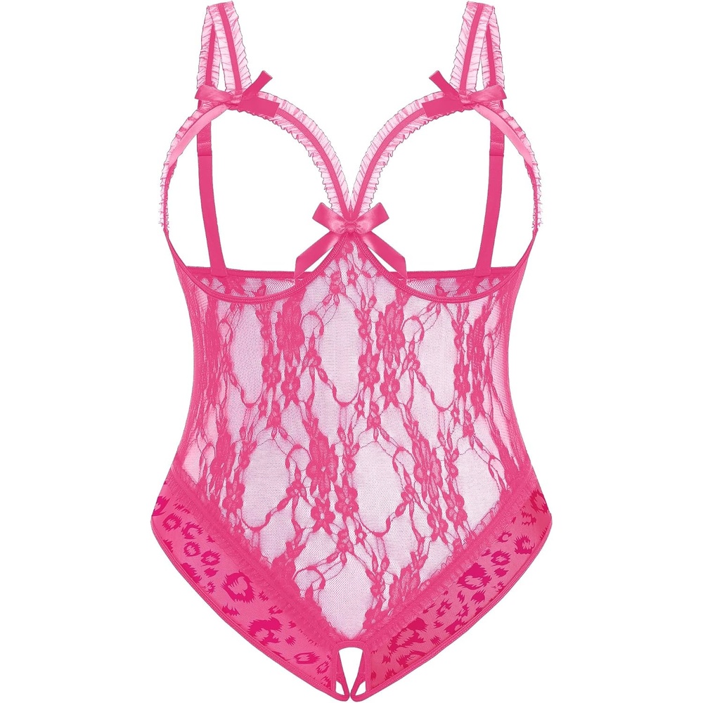 image:imageAvidlove Plus Size Lingerie Exotic Teddies Bodysuits One Piece Lace Babydoll SleepwearPink Leopard