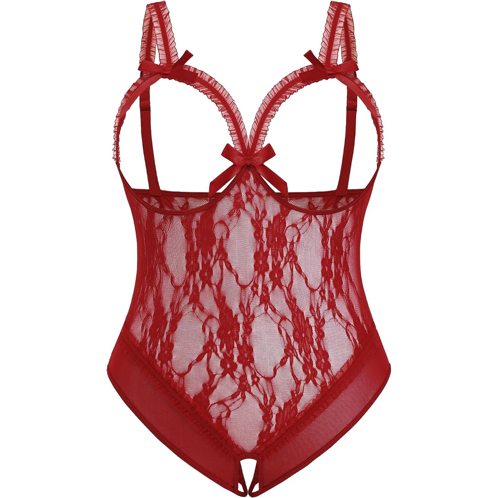 image:imageAvidlove Plus Size Lingerie Exotic Teddies Bodysuits One Piece Lace Babydoll SleepwearWine Red