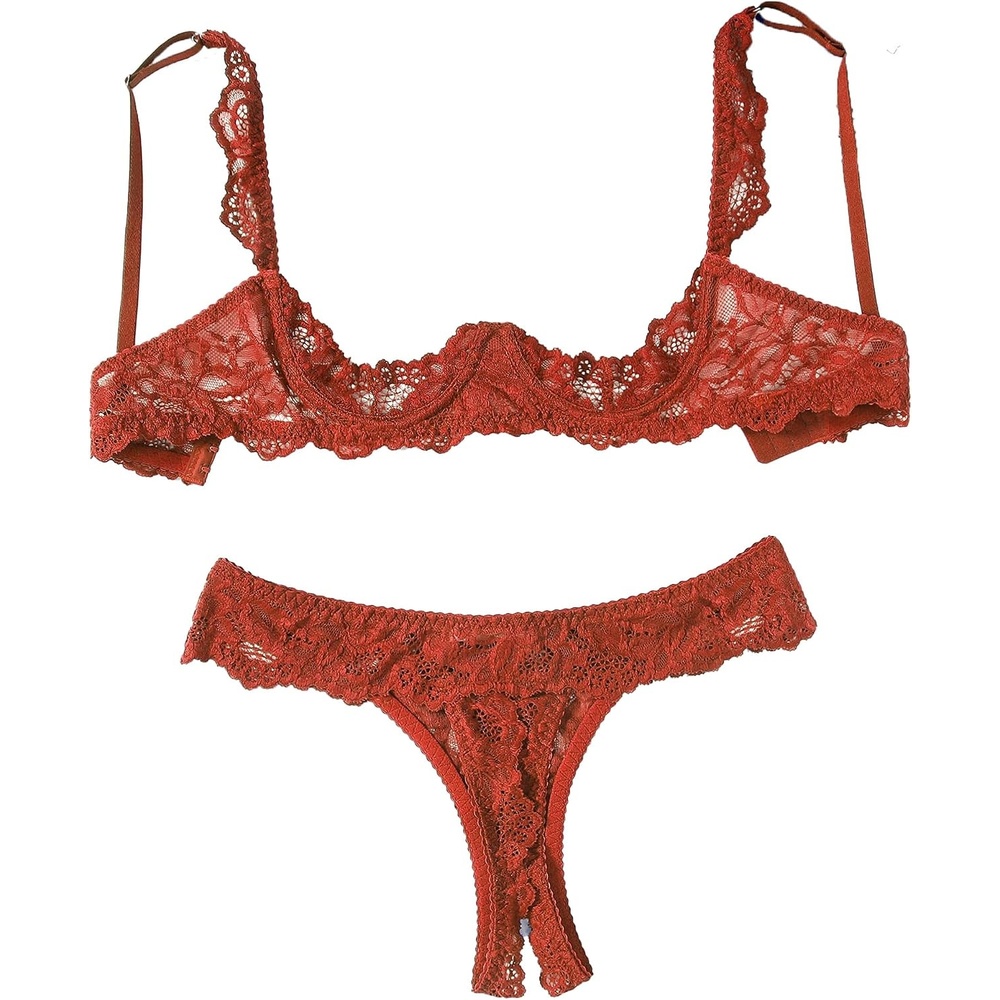 image:imageAvidlove Sexy Lingerie Set for Women Lace Bra and Panty Sets Underwire Push Up Lace Lingerie Set XSXXLCaramel