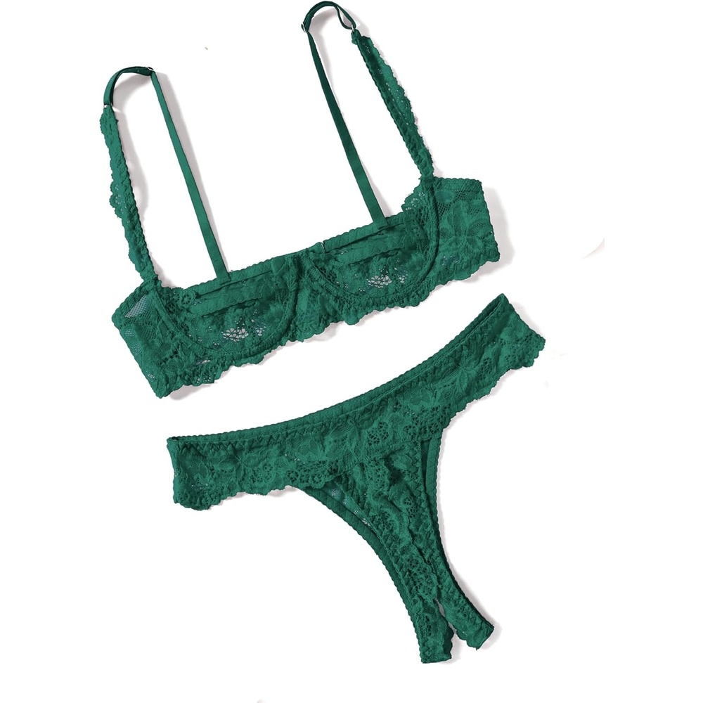 image:imageAvidlove Sexy Lingerie Set for Women Lace Bra and Panty Sets Underwire Push Up Lace Lingerie Set XSXXLLake Green
