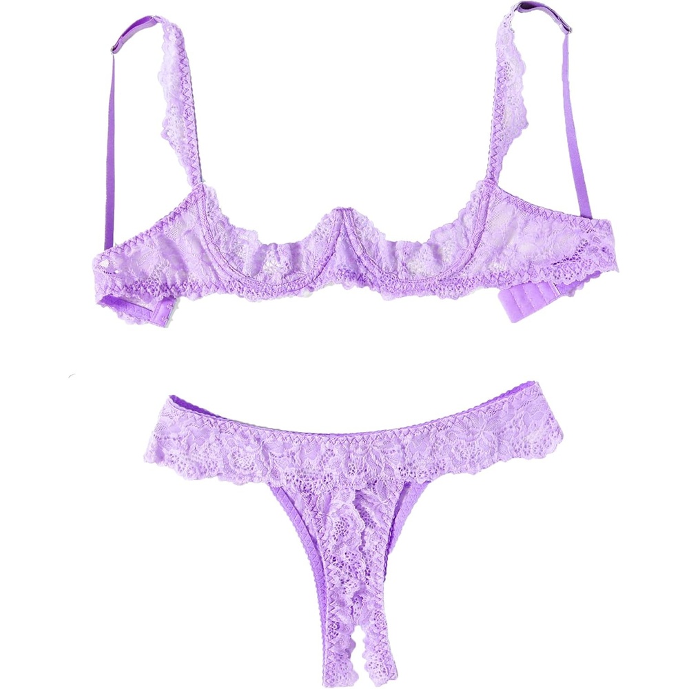 image:imageAvidlove Sexy Lingerie Set for Women Lace Bra and Panty Sets Underwire Push Up Lace Lingerie Set XSXXLLilac
