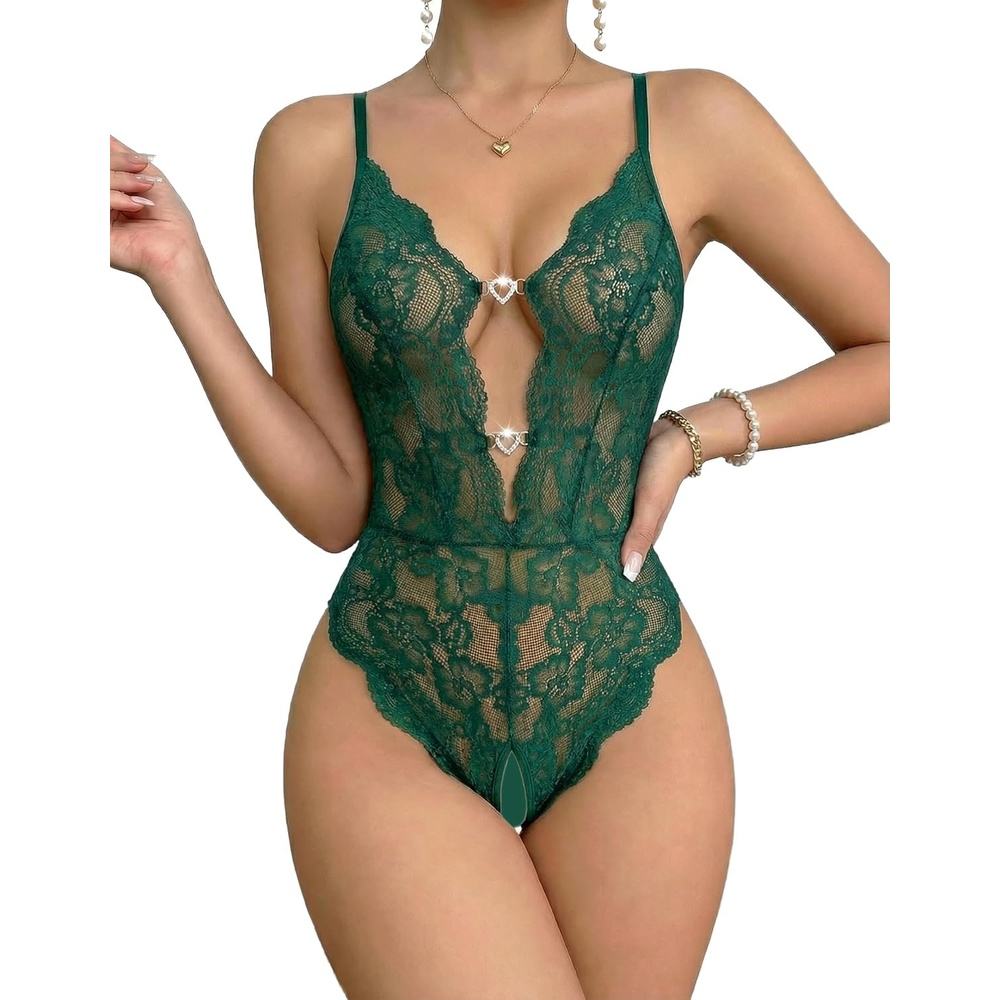 image:imageAvidlove Sexy Lingerie for Women Lace Teddy Lingerie One Piece Lingerie BodysuitDark Green