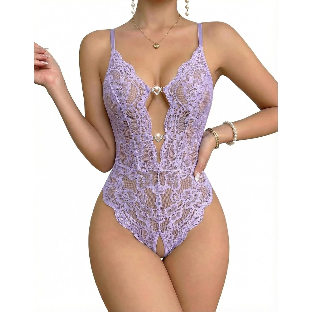 image:imageAvidlove Sexy Lingerie for Women Lace Teddy Lingerie One Piece Lingerie BodysuitLilac Purple