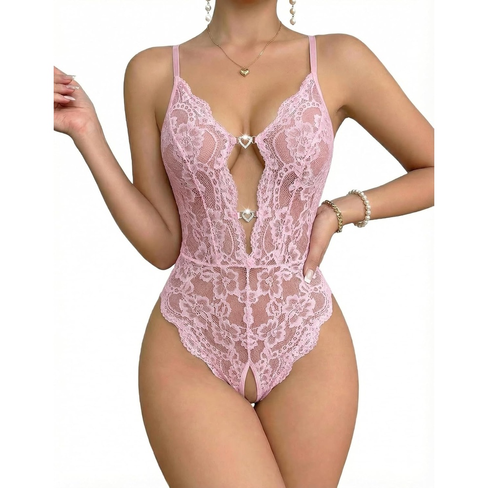 image:imageAvidlove Sexy Lingerie for Women Lace Teddy Lingerie One Piece Lingerie BodysuitPink