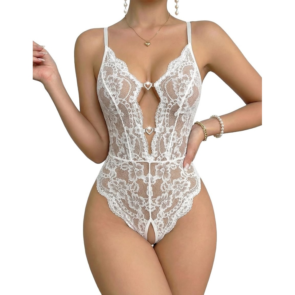 image:imageAvidlove Sexy Lingerie for Women Lace Teddy Lingerie One Piece Lingerie BodysuitWhite