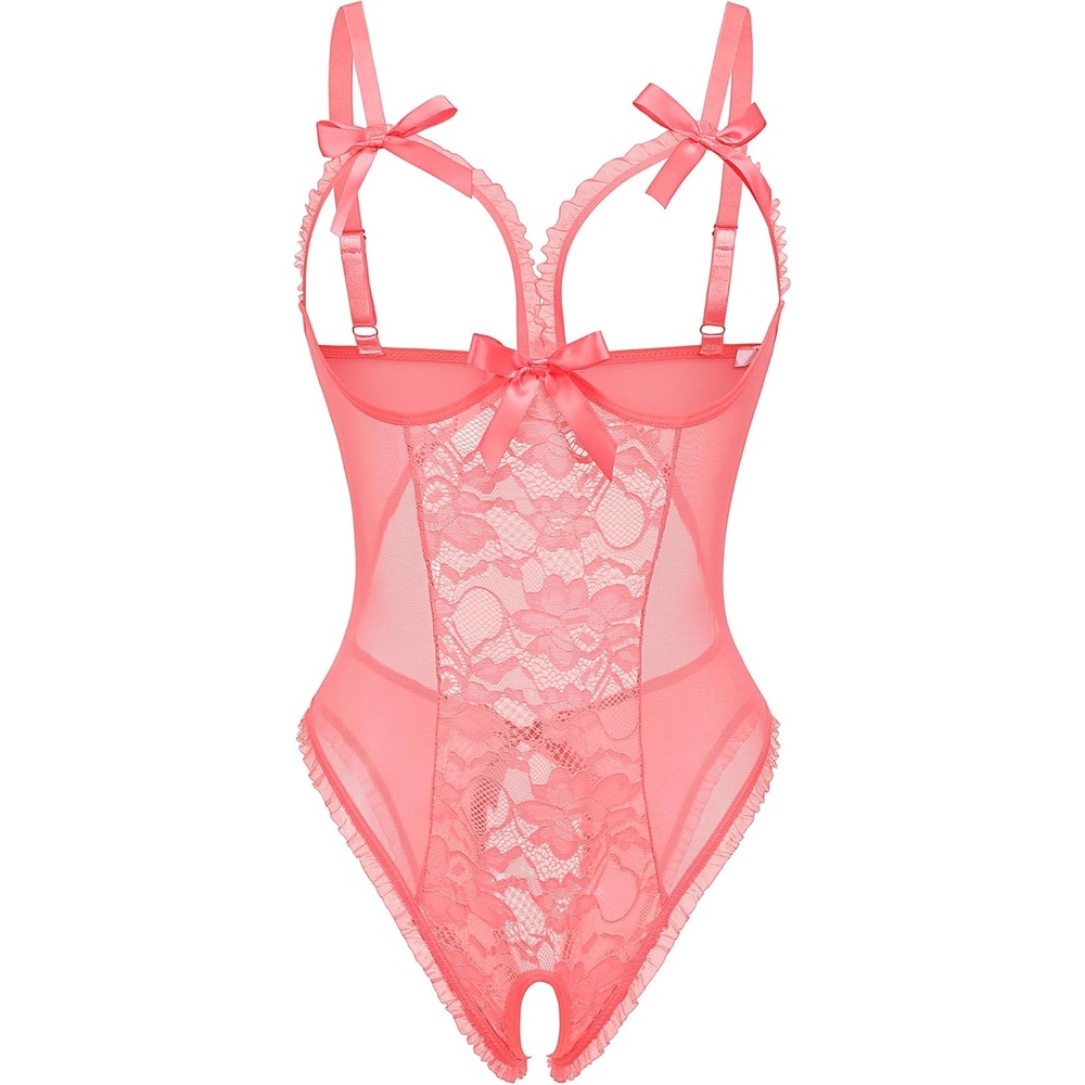 image:imageAvidlove Sexy Lingerie for Women One Piece Lace Babydoll Sleepwear BodysuitCoral Pink