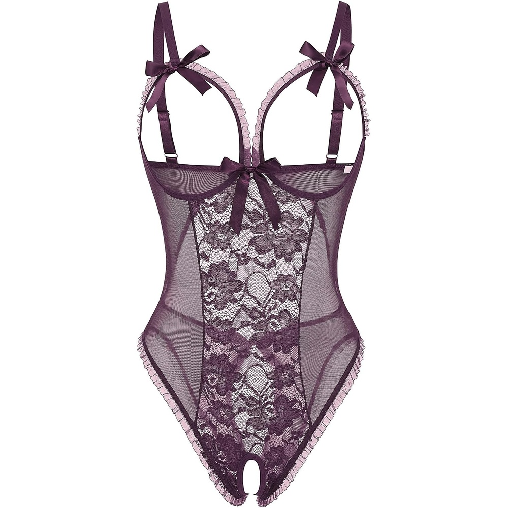 image:imageAvidlove Sexy Lingerie for Women One Piece Lace Babydoll Sleepwear BodysuitDark Purple Red