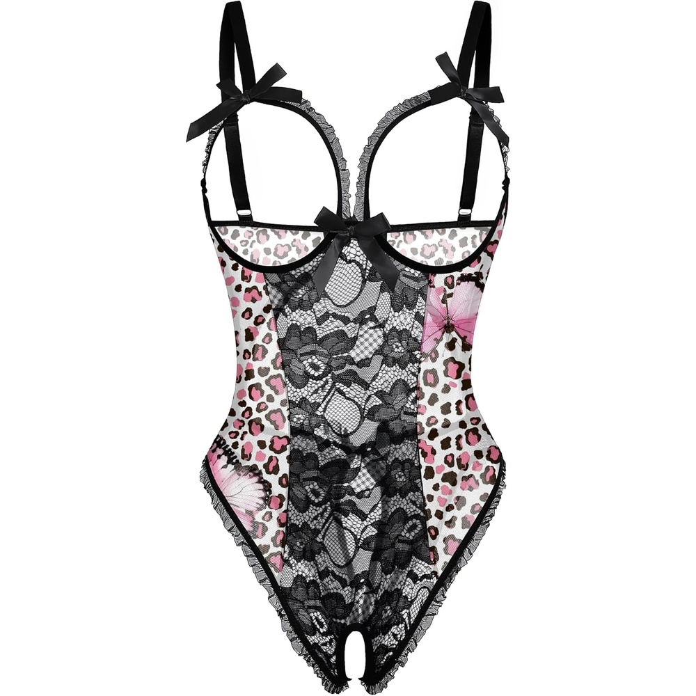image:imageAvidlove Sexy Lingerie for Women One Piece Lace Babydoll Sleepwear BodysuitPink White Black Leopard
