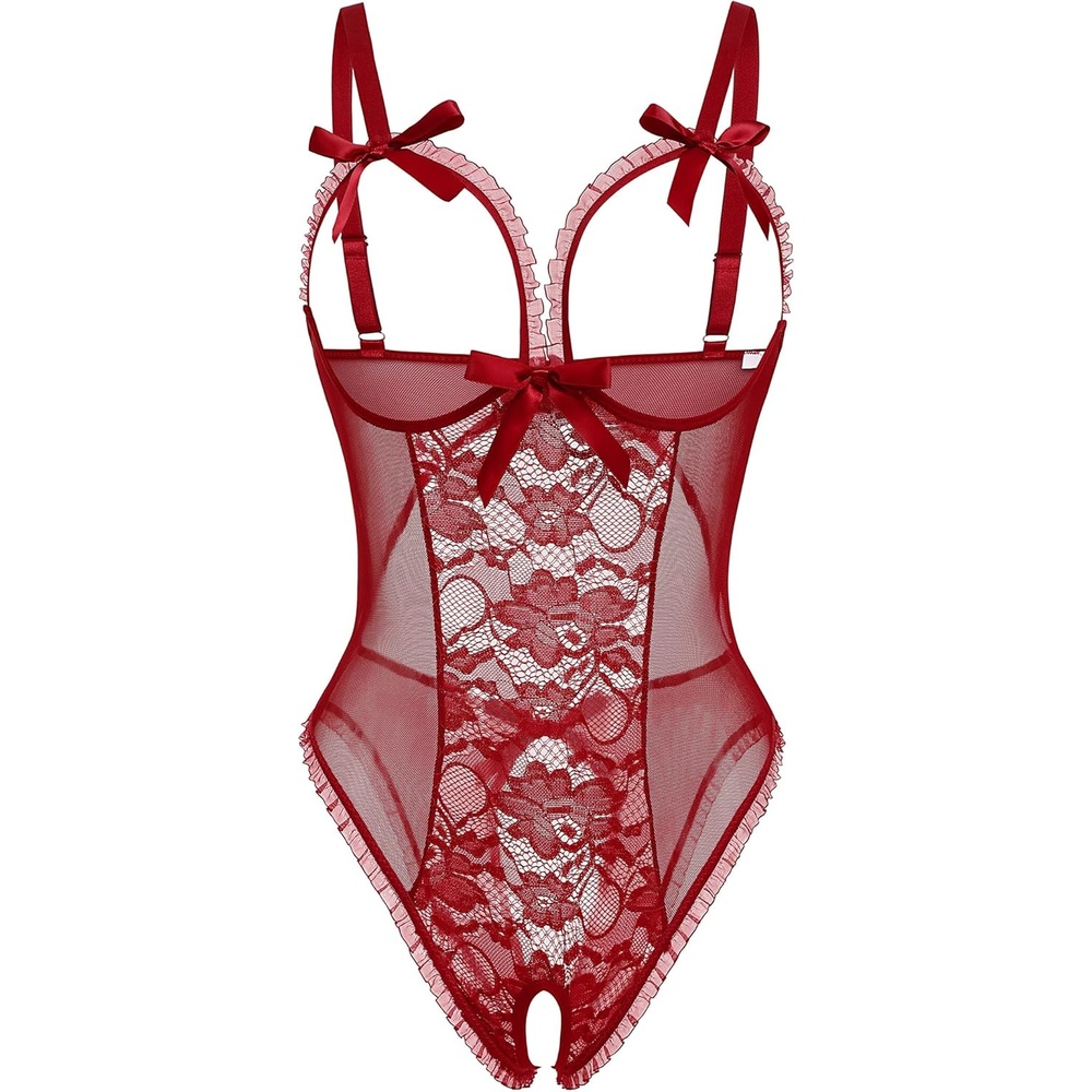 image:imageAvidlove Sexy Lingerie for Women One Piece Lace Babydoll Sleepwear BodysuitWine Red