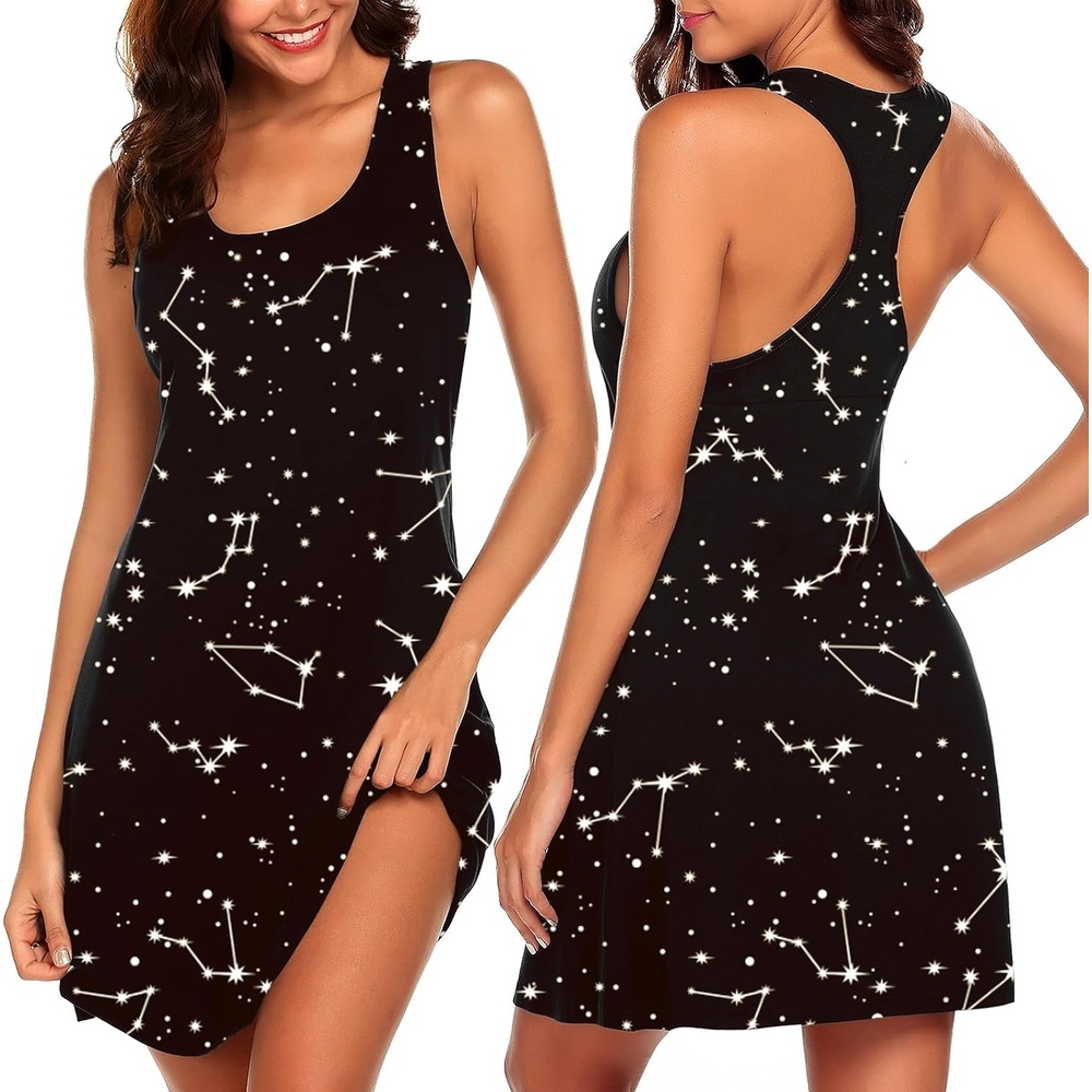 image:imageAvidlove Sleepwear for Women Tank Nightgown Chemise Racerback Sleeveless Sleep DressBstarry Sky