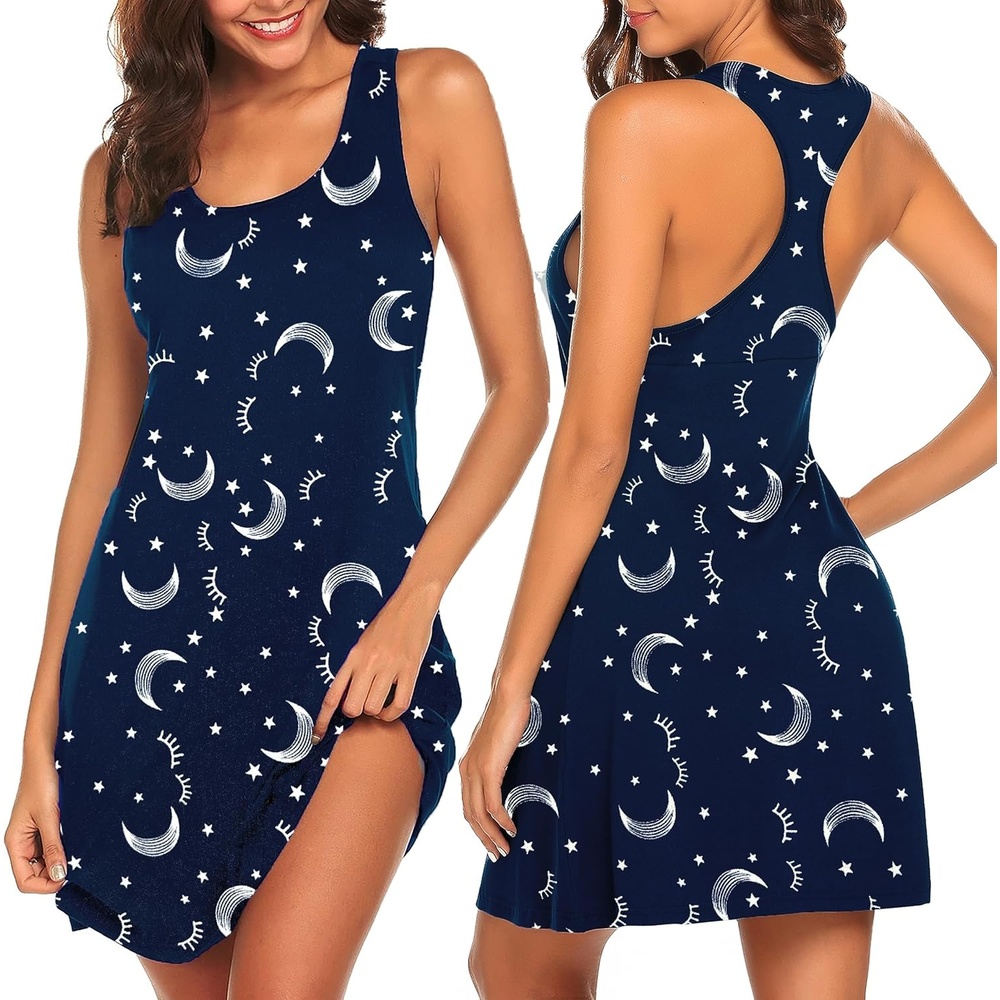 image:imageAvidlove Sleepwear for Women Tank Nightgown Chemise Racerback Sleeveless Sleep DressMoon Print