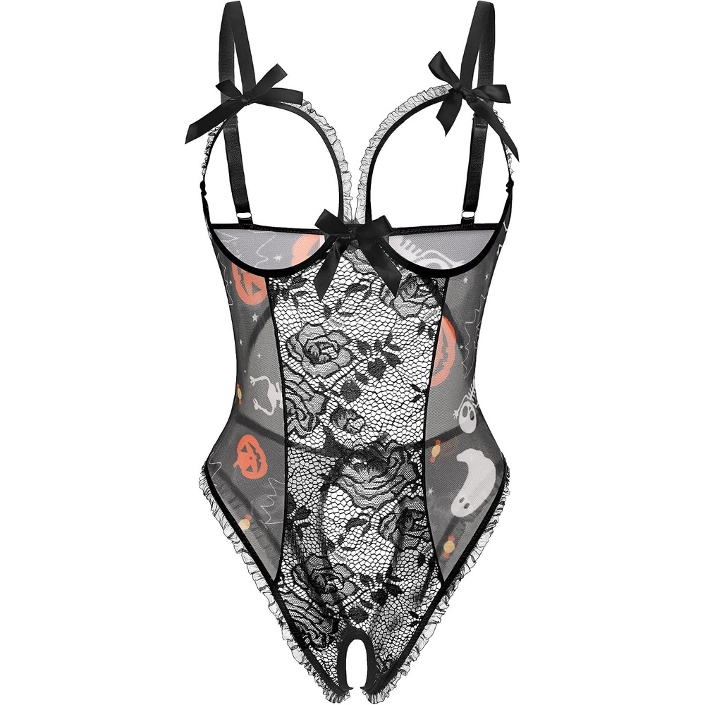 image:imageAvidlove Women One Piece Lingerie Sexy Lace Babydoll Mini BodysuitBlack Halloween