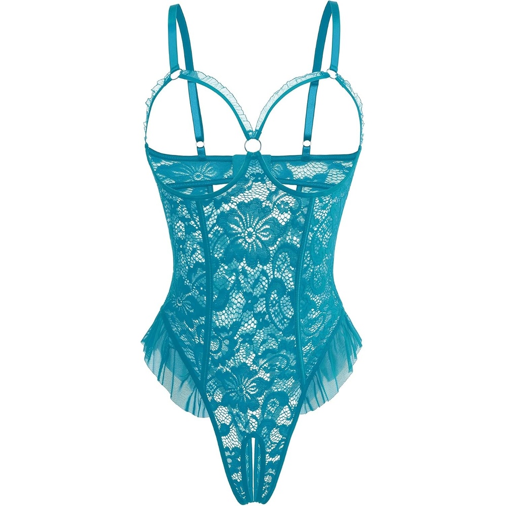 image:imageAvidlove Women One Piece Lingerie Sexy Lace Babydoll Mini BodysuitDark Blue Green
