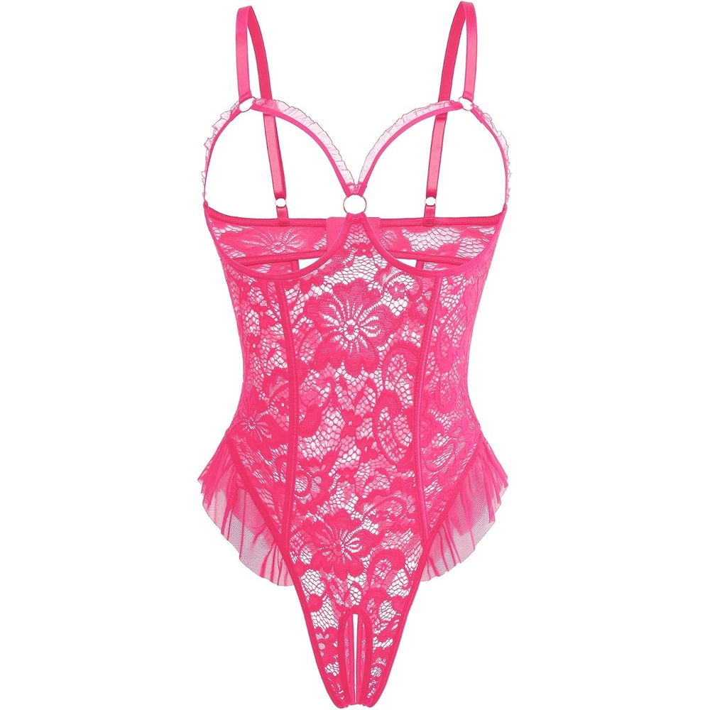 image:imageAvidlove Women One Piece Lingerie Sexy Lace Babydoll Mini BodysuitDark Rose Red