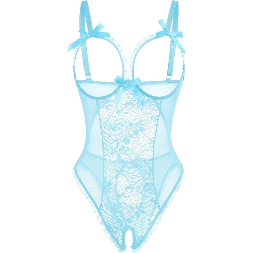 image:imageAvidlove Women One Piece Lingerie Sexy Lace Babydoll Mini BodysuitLight Blue