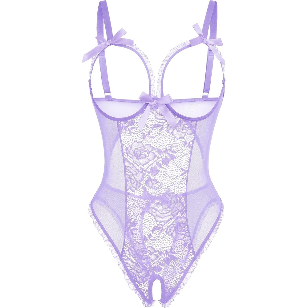image:imageAvidlove Women One Piece Lingerie Sexy Lace Babydoll Mini BodysuitLilac