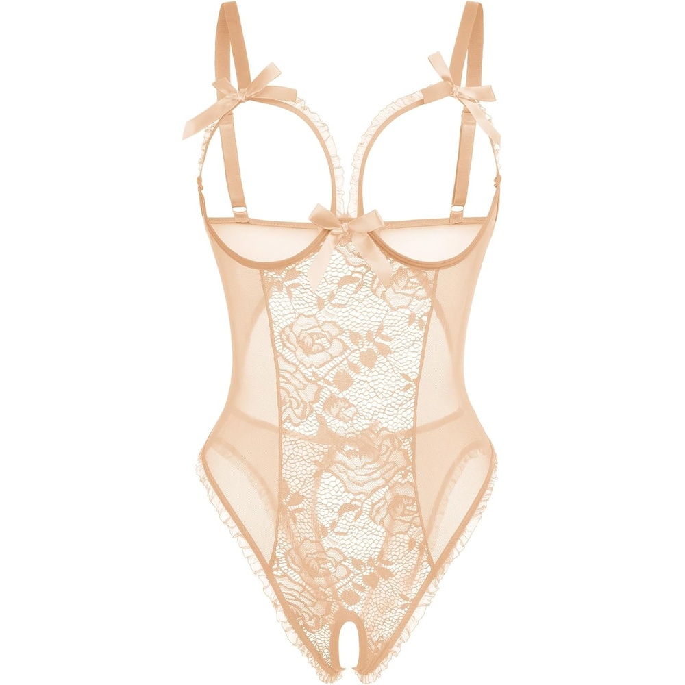 image:imageAvidlove Women One Piece Lingerie Sexy Lace Babydoll Mini BodysuitNude