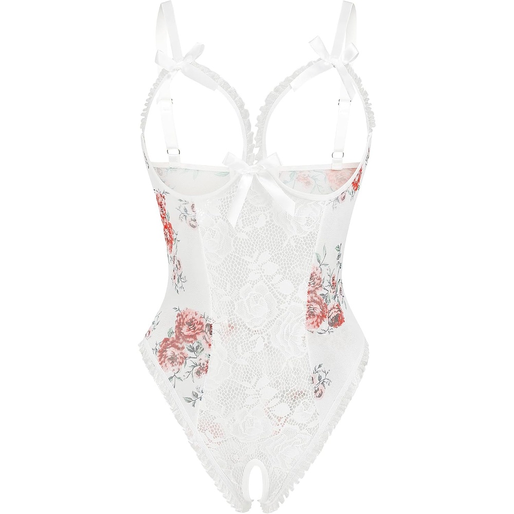 image:imageAvidlove Women One Piece Lingerie Sexy Lace Babydoll Mini BodysuitPeony Print