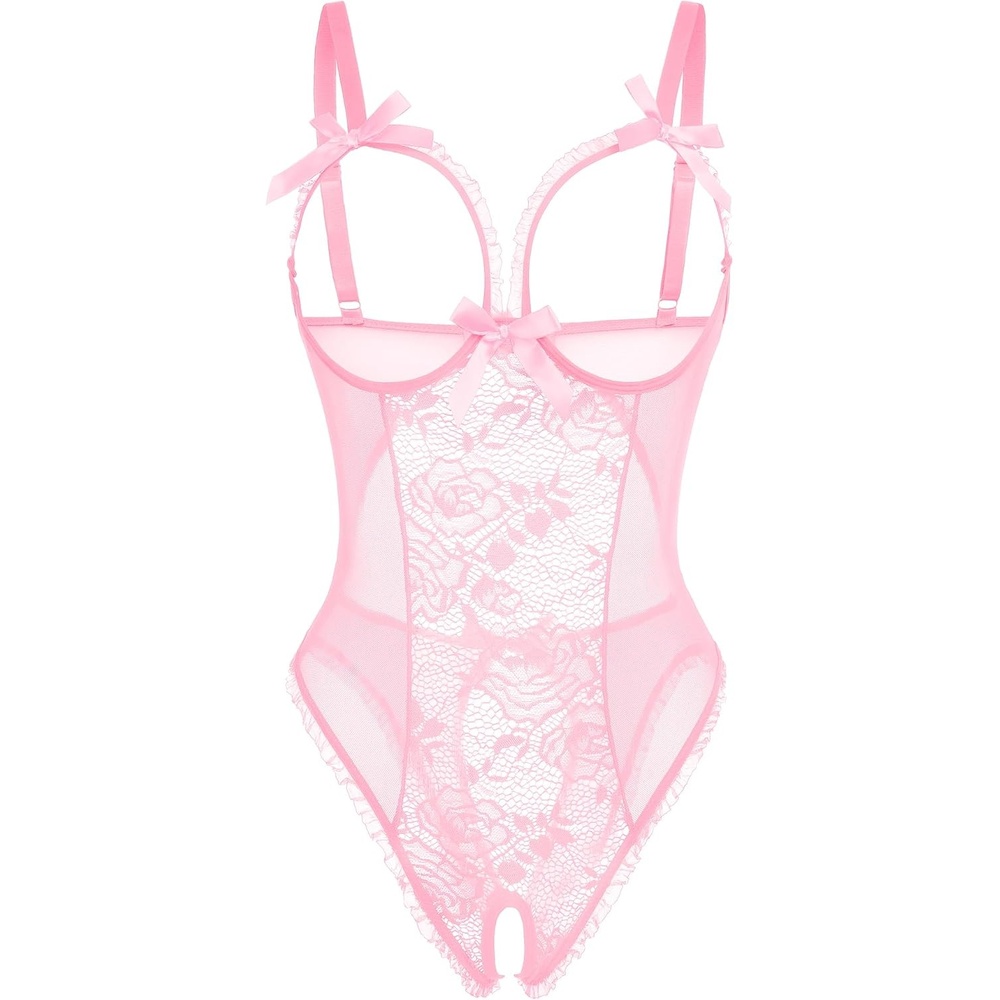 image:imageAvidlove Women One Piece Lingerie Sexy Lace Babydoll Mini BodysuitPink
