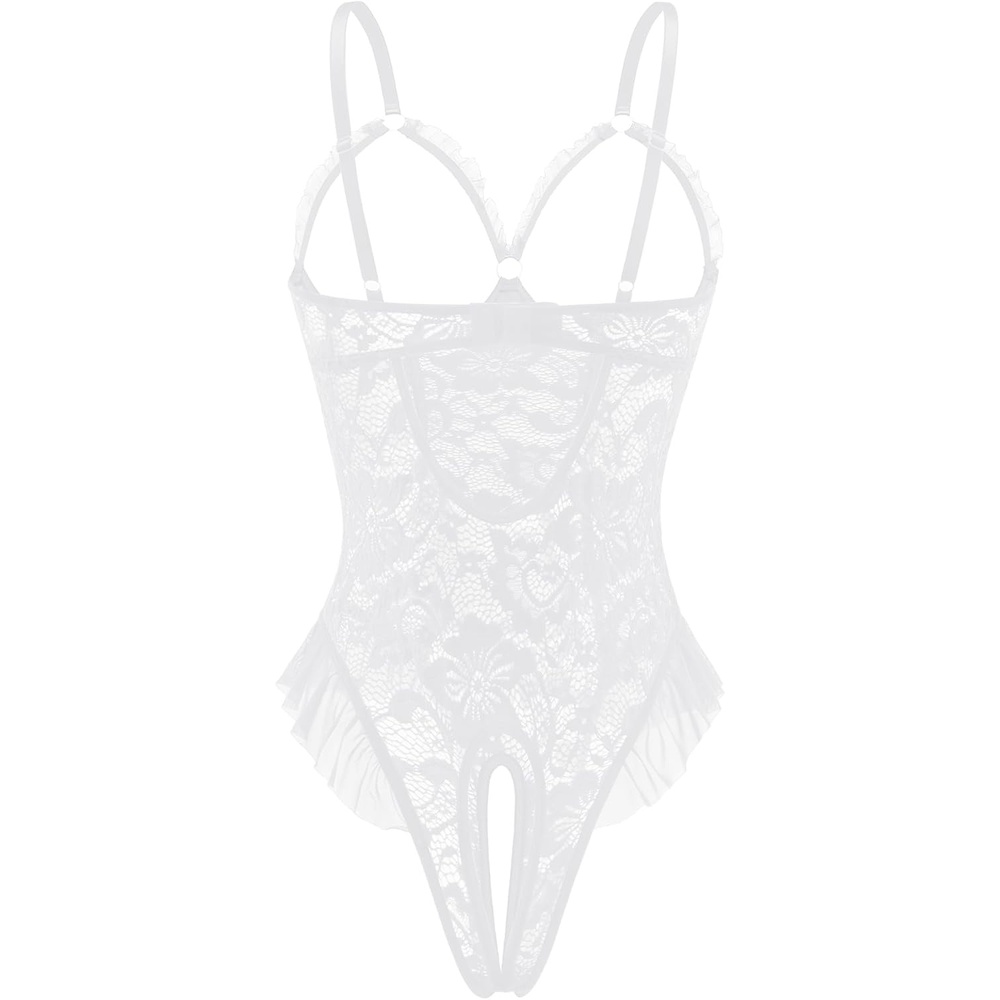 image:imageAvidlove Women One Piece Lingerie Sexy Lace Babydoll Mini BodysuitPure White