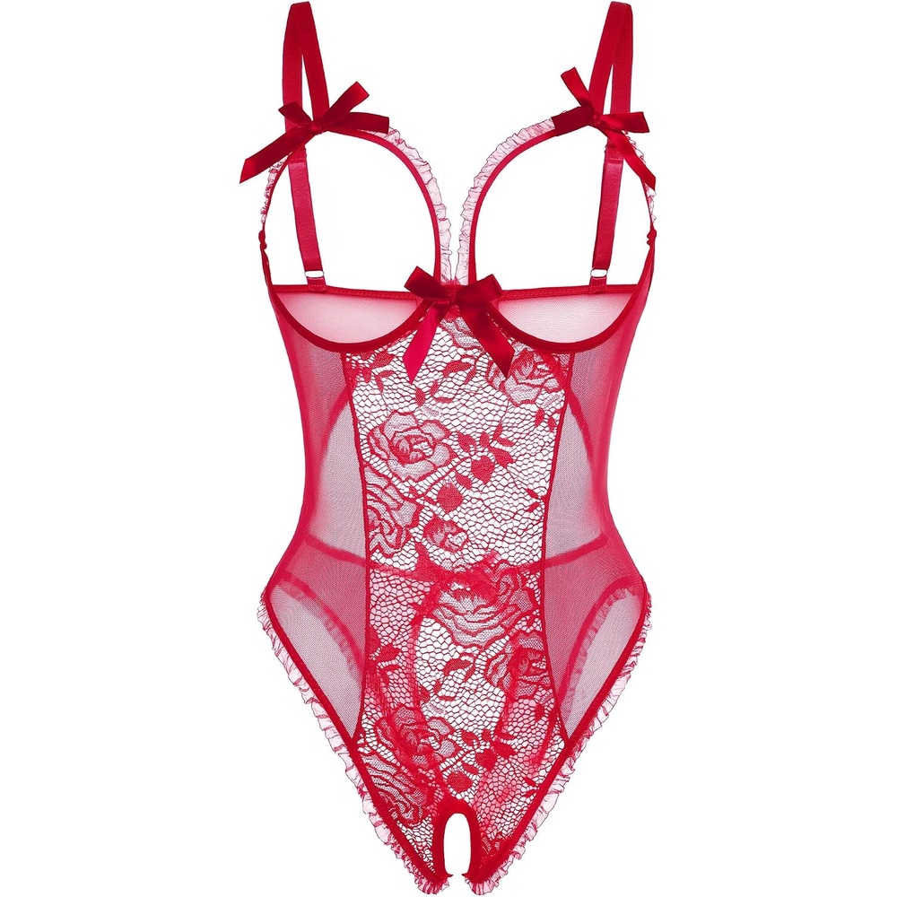 image:imageAvidlove Women One Piece Lingerie Sexy Lace Babydoll Mini BodysuitRose Red