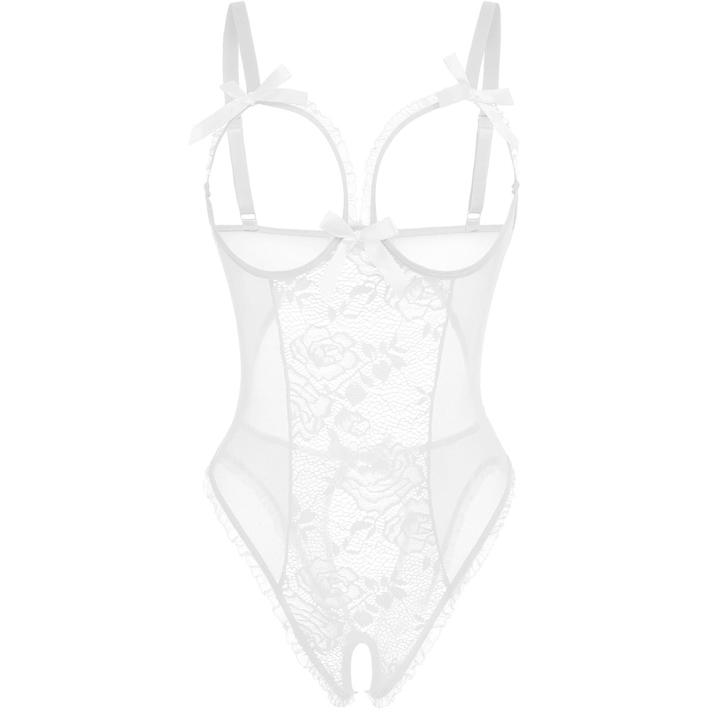 image:imageAvidlove Women One Piece Lingerie Sexy Lace Babydoll Mini BodysuitWhite