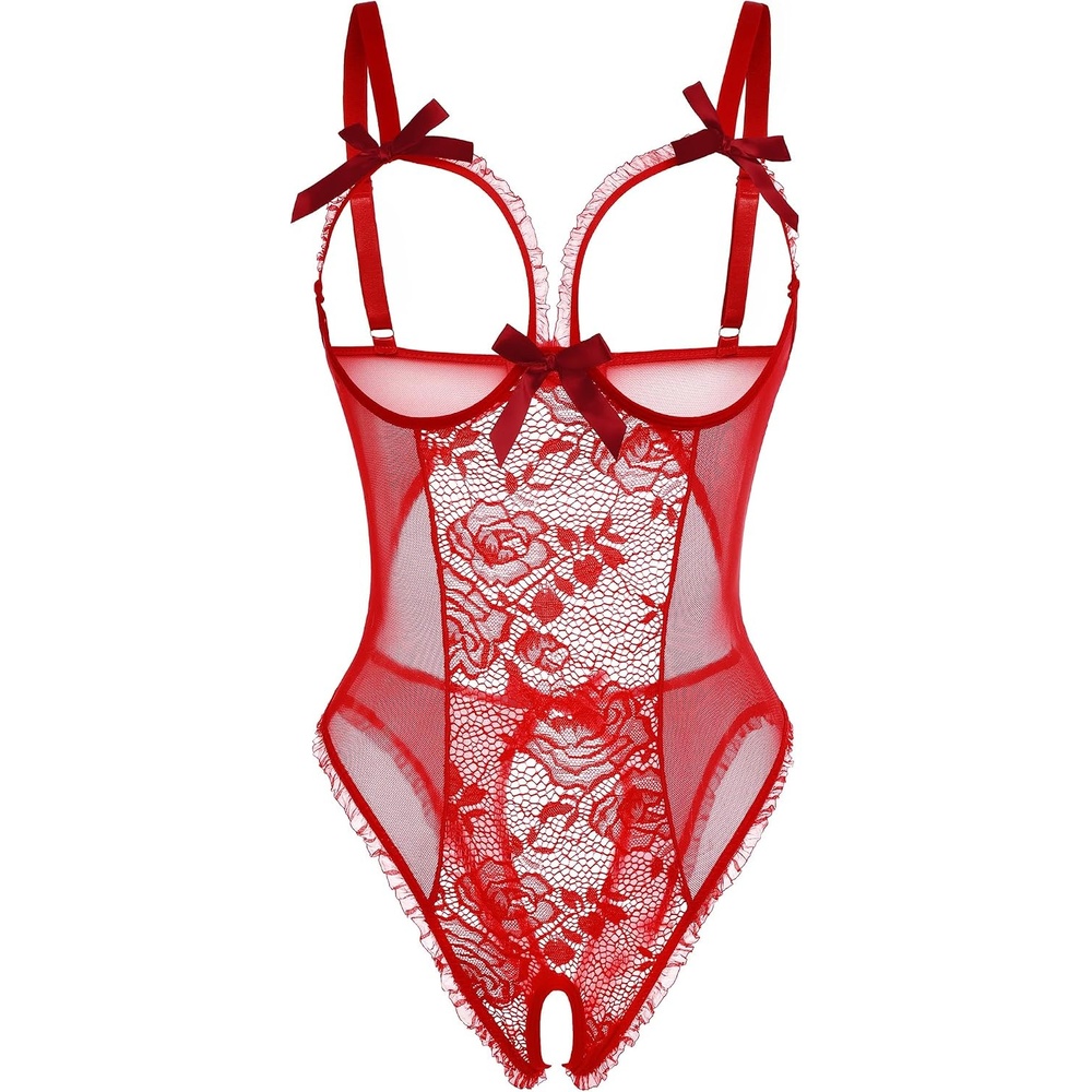image:imageAvidlove Women One Piece Lingerie Sexy Lace Babydoll Mini BodysuitWine Red