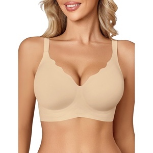 Avidlove Jelly Bras for Women No Underwire Seamless Bralettes Wireless Push Up Scalloped Full Coverage Sports Everyday Bra(Nude)