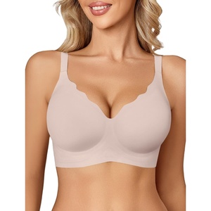 Avidlove Jelly Bras for Women No Underwire Seamless Bralettes Wireless Push Up Scalloped Full Coverage Sports Everyday Bra(Pink)