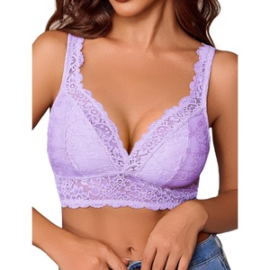 Avidlove Lace Bralettes Women V Neck Wireless Bras Unlined Basic Cami Sexy Comfy Everyday Wirefree Lingerie Unpadded(Lilac)