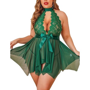 Avidlove Plus Size Babydoll for Women High Waist Teddy Chemise Floral Lace Lingerie(Green)