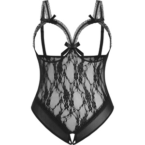 Avidlove Plus Size Lingerie Exotic Teddies Bodysuits One Piece Lace Babydoll Sleepwear(Black)