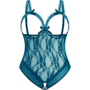 Avidlove Plus Size Lingerie Exotic Teddies Bodysuits One Piece Lace Babydoll Sleepwear(Blue Green)