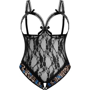 Avidlove Plus Size Lingerie Exotic Teddies Bodysuits One Piece Lace Babydoll Sleepwear(Butterfly Leopard)