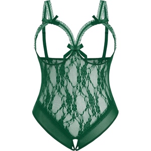 Avidlove Plus Size Lingerie Exotic Teddies Bodysuits One Piece Lace Babydoll Sleepwear(Lake Green)