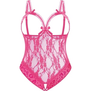 Avidlove Plus Size Lingerie Exotic Teddies Bodysuits One Piece Lace Babydoll Sleepwear(Pink Leopard)