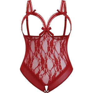 Avidlove Plus Size Lingerie Exotic Teddies Bodysuits One Piece Lace Babydoll Sleepwear(Wine Red)