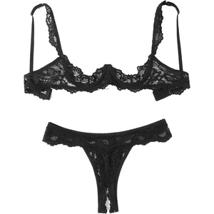 Avidlove Sexy Lingerie Set for Women Lace Bra and Panty Sets Underwire Push Up Lace Lingerie Set XS-XXL(Black)