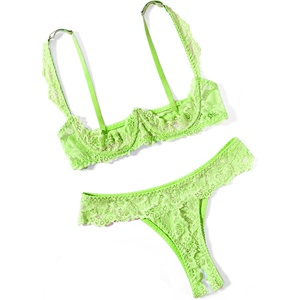 Avidlove Sexy Lingerie Set for Women Lace Bra and Panty Sets Underwire Push Up Lace Lingerie Set XS-XXL(Fluorescent Green)
