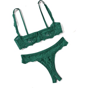 Avidlove Sexy Lingerie Set for Women Lace Bra and Panty Sets Underwire Push Up Lace Lingerie Set XS-XXL(Lake Green)