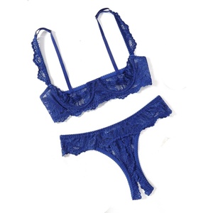 Avidlove Sexy Lingerie Set for Women Lace Bra and Panty Sets Underwire Push Up Lace Lingerie Set XS-XXL(Navy Blue)