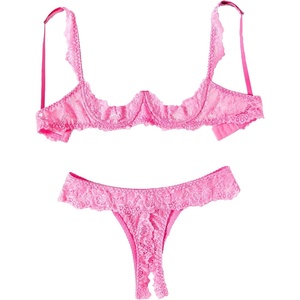 Avidlove Sexy Lingerie Set for Women Lace Bra and Panty Sets Underwire Push Up Lace Lingerie Set XS-XXL(Peach Pink)