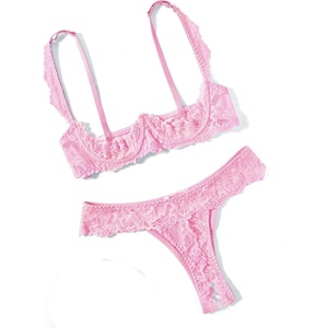 Avidlove Sexy Lingerie Set for Women Lace Bra and Panty Sets Underwire Push Up Lace Lingerie Set XS-XXL(Pink)